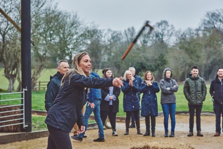 Axe throwing a fun and competitive activity for team building events