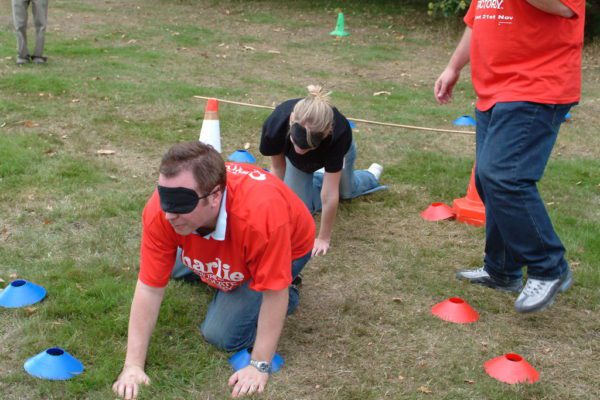 blind sheep, teams compete to complete the course in the quickest time, another fantastic team building activity from hi5 events