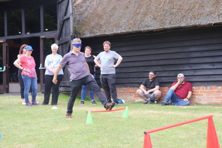 image of a team building event at Norton park hotel in Hampshire doing challenge me games