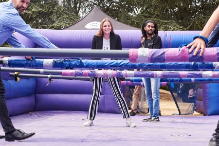 human table football picture being used for a tv commercial