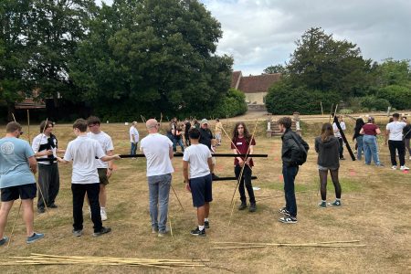 teams compete to building a giant marble run at Highfield Park in Hampshire
